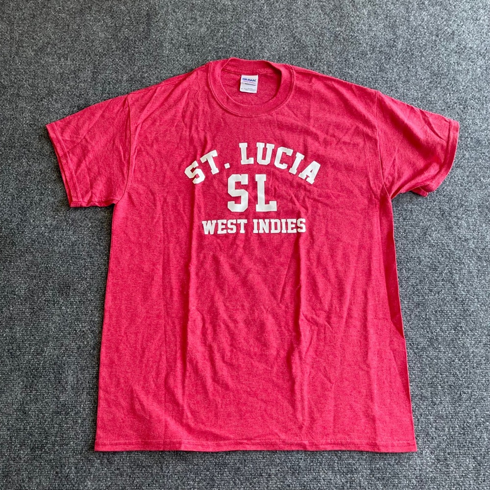 Gildan Mens St. Lucia SL West Indies Graphic T-Shirt Heather Red Medium M